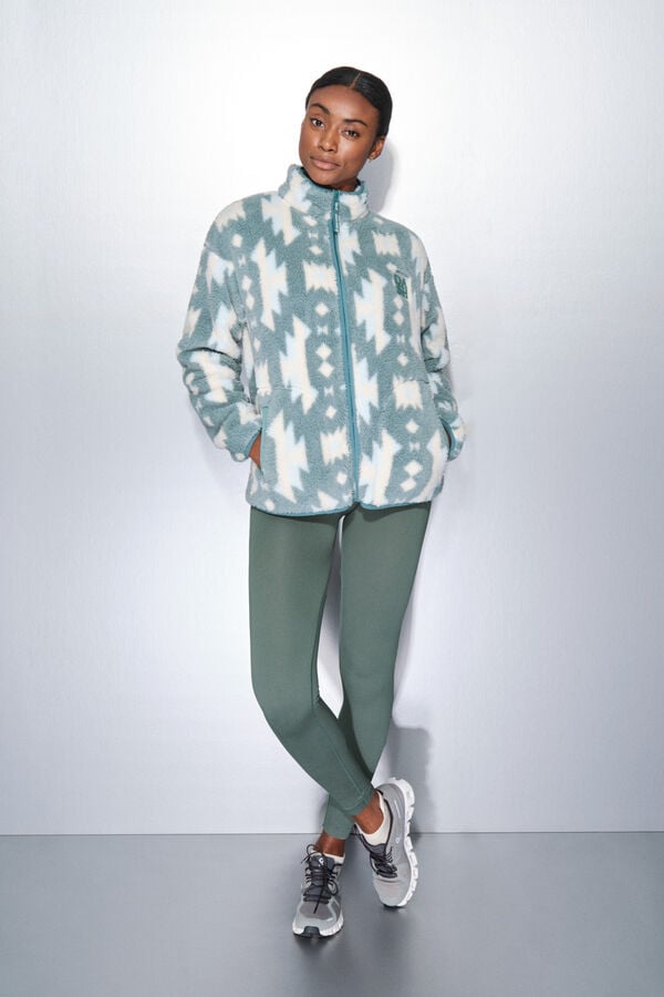 Dash and Stars Sudadera polar verde con cierre verde