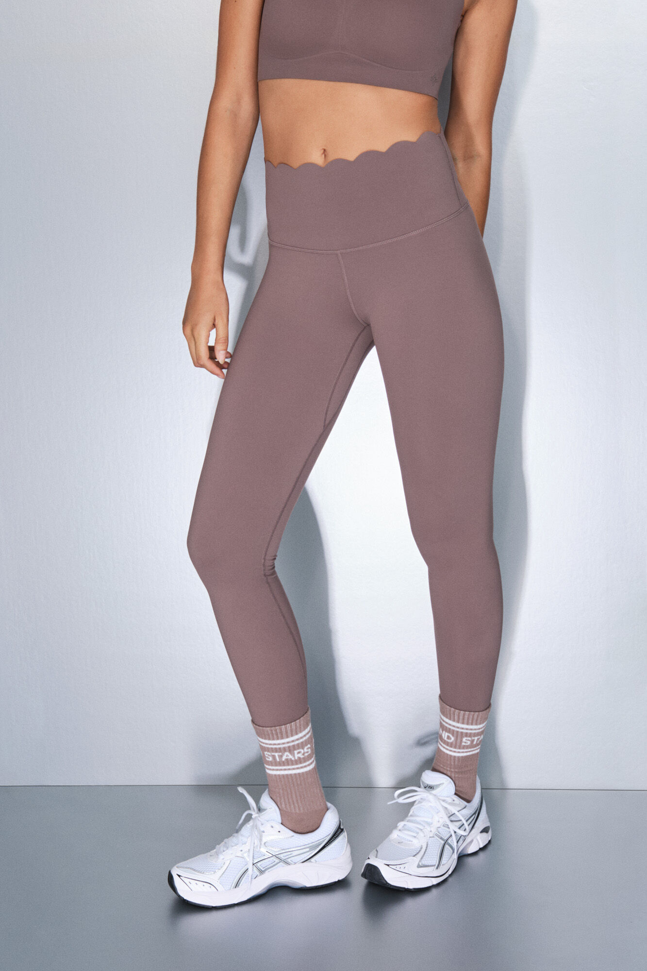 Dash and Stars Pantal&oacute;n legging largos de compresi&oacute;n marrones