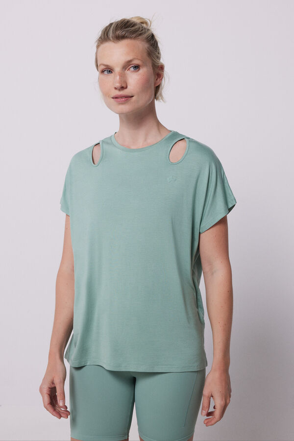 Dash and Stars Camiseta fluida cut outs verde verde