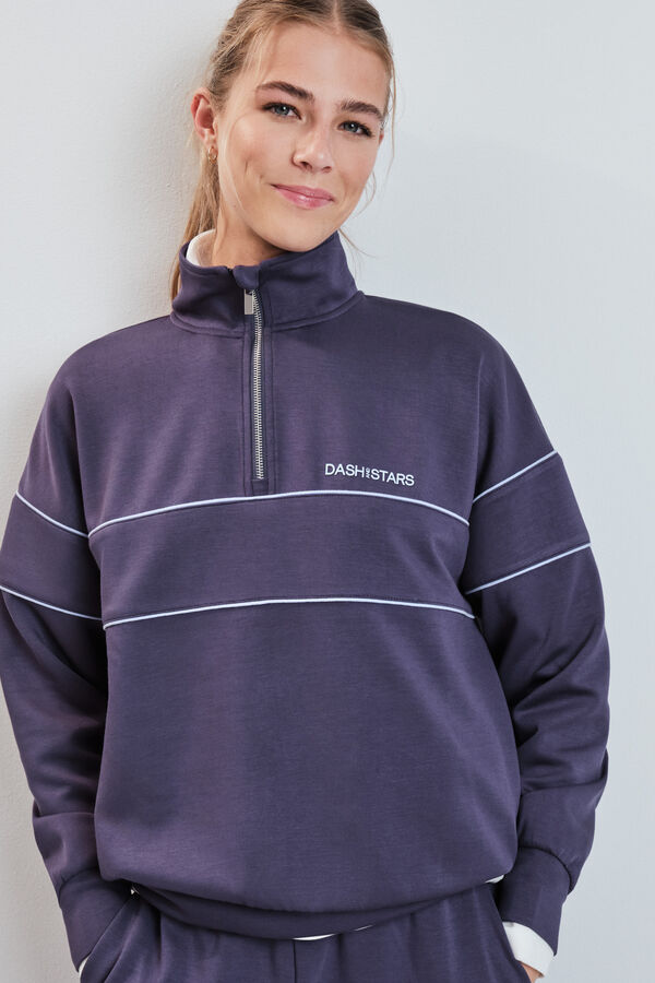 Dash and Stars Chamarra cuello alto con cierre gris gris