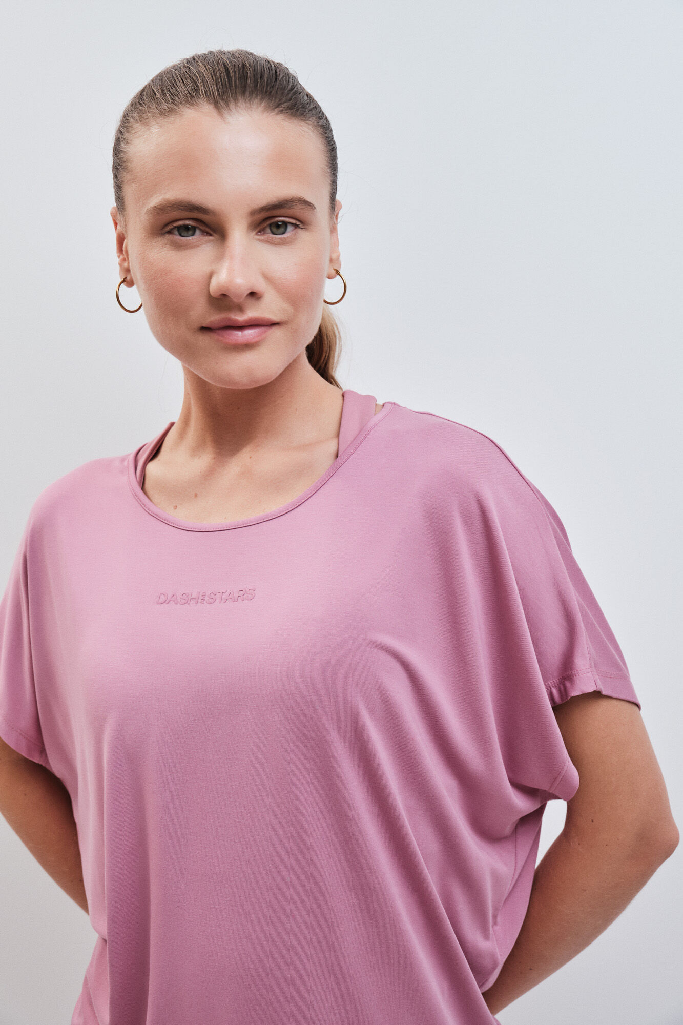 Dash and Stars Playera manga corta de modal rosa