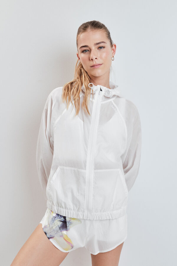 Dash and Stars Chamarra cortavientos con capucha blanca blanco