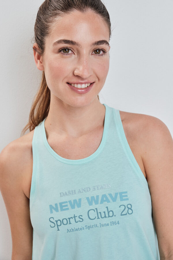 Dash and Stars Playera sin mangas de algod&oacute;n azul azul