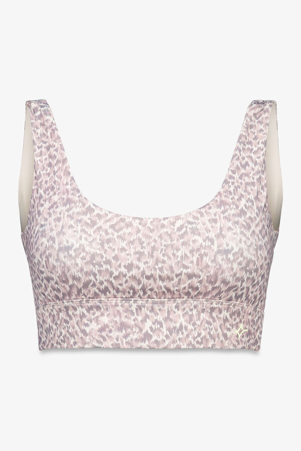 Dash and Stars Brasier deportivo con estampado animal 4D STRETCH en color blanco beige