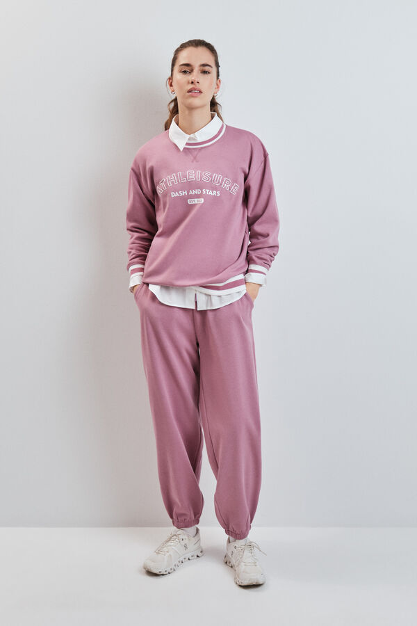 Dash and Stars Sudadera college de felpa rosa rosa