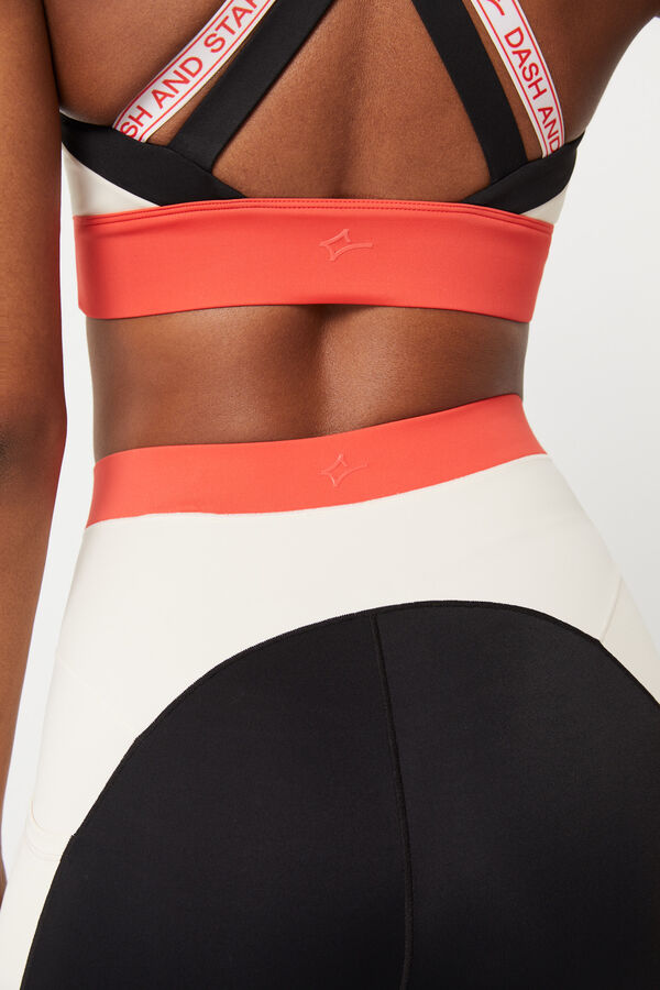 Dash and Stars Leggings crop color block 4D Stretch negro