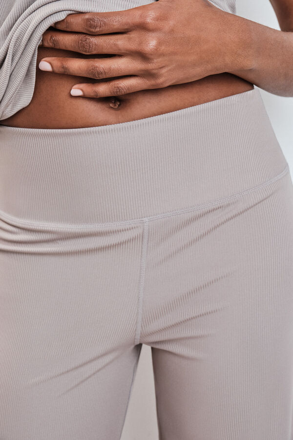 Dash and Stars Pantal&oacute;n largo palazzo rib beige caf&eacute;