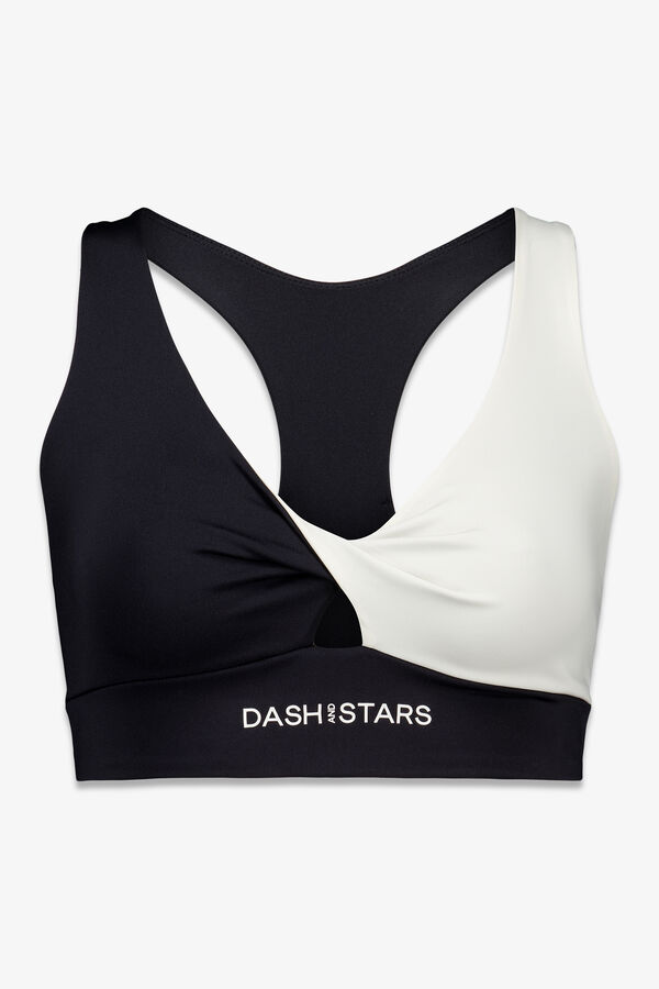Dash and Stars Brasier deportivo 4D Stretch en blanco y negro negro