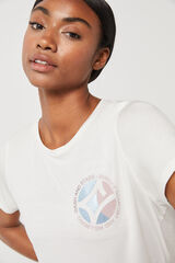 Dash and Stars Camiseta blanca fluida modal beige