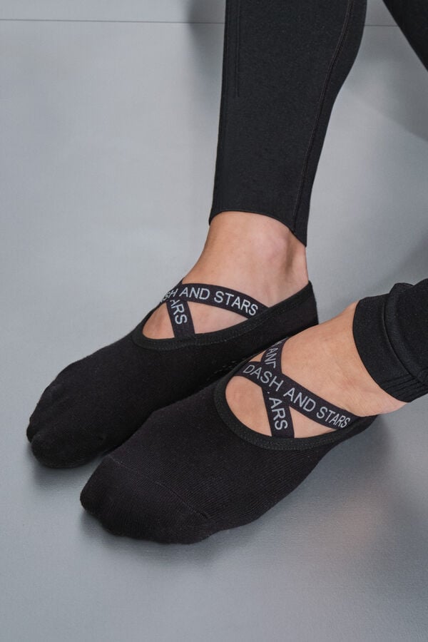 Dash and Stars  Pantufla de ballet de algodón negro negro