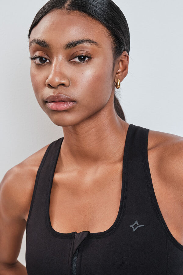 Dash and Stars Brasier deportivo con cierre central SEAMLESS FIT negro negro