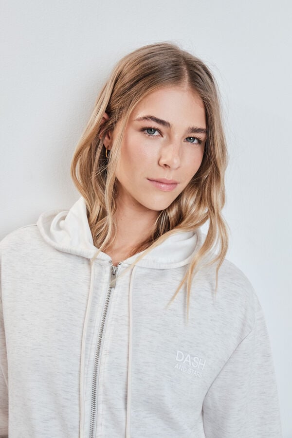 Dash and Stars Chamarra con capucha de viscosa suave gris gris