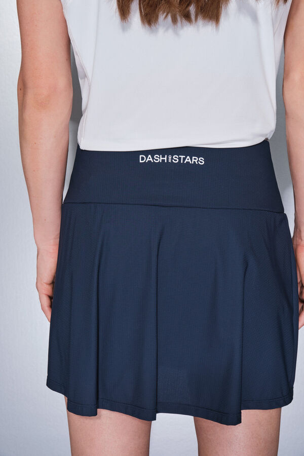 Dash and Stars Falda de microfibra azul con interior de malla azul