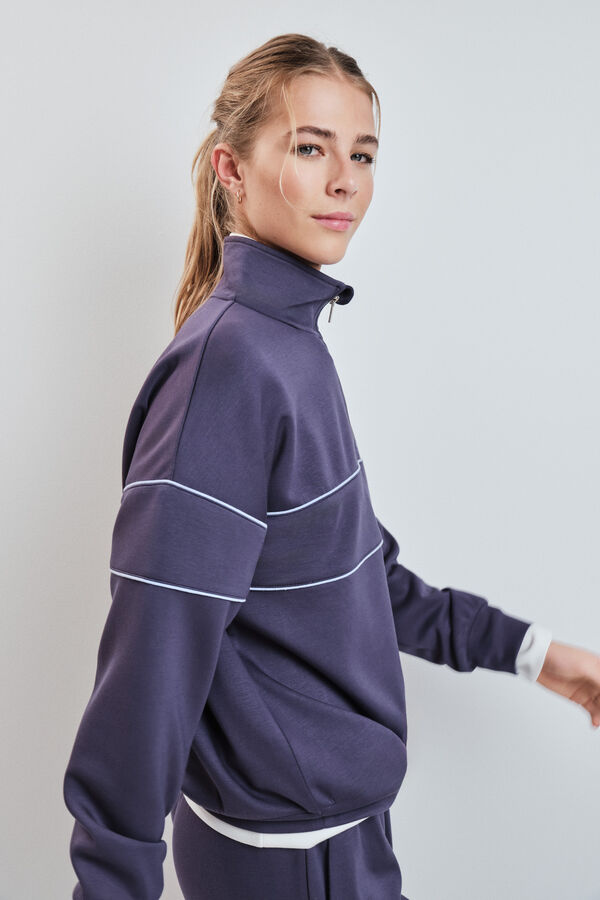 Dash and Stars Chamarra cuello alto con cierre gris gris