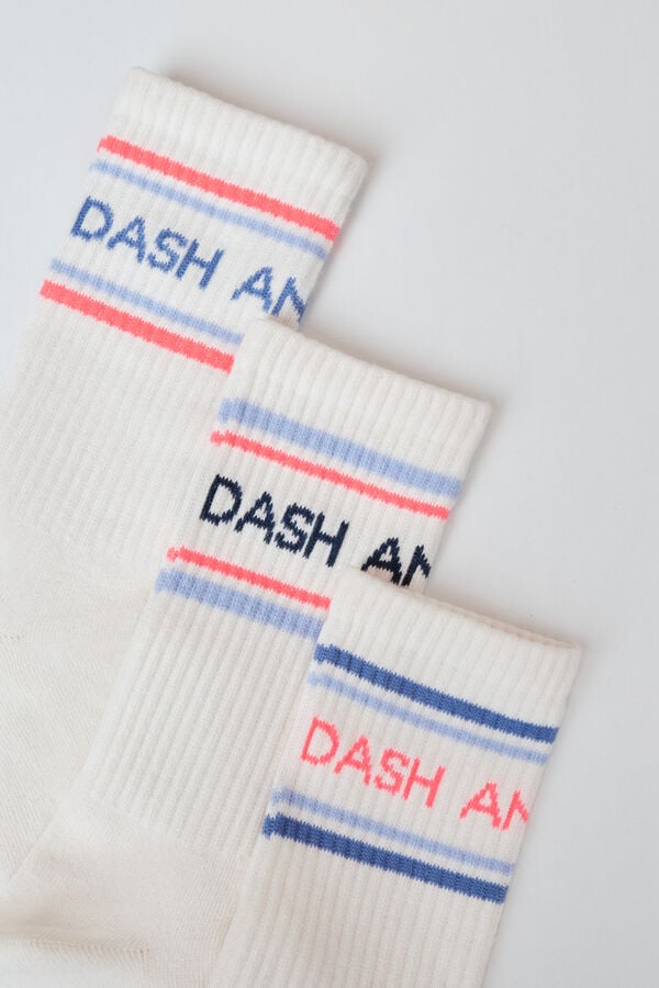 Dash and Stars Paquete de 3 calcetines t&eacute;cnicos blanco