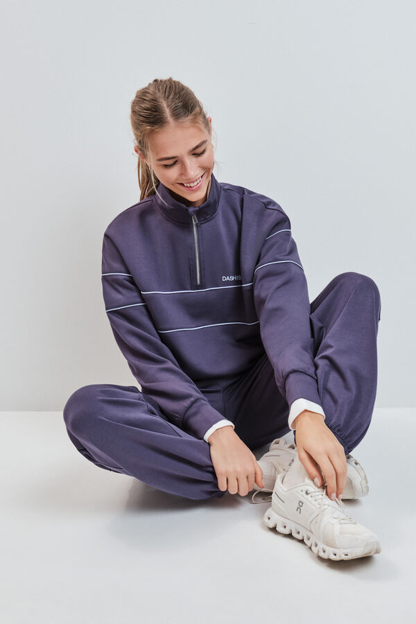 Dash and Stars Chamarra cuello alto con cierre gris gris