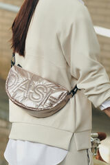 Dash and Stars Bolsa bandolera de nailon rosa metalizado . beige