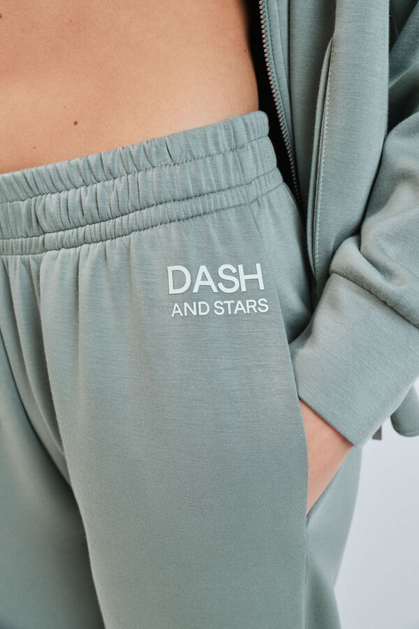 Dash and Stars Pantal&oacute;n largo holgado de viscosa suave verde verde