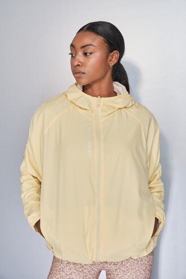 Dash and Stars Chamarra ligera reversible con capucha amarilla estampado