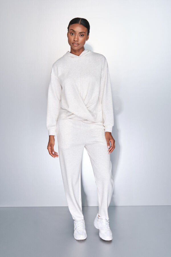 Dash and Stars Sudadera blanca drapeada beige