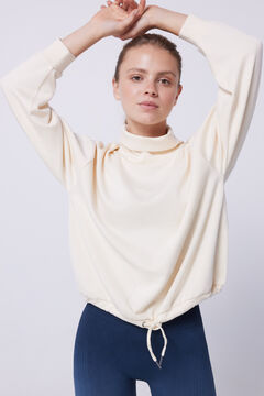 Dash and Stars Sudadera tacto suave blanca beige