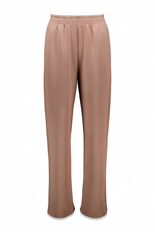 Dash and Stars Pantalón recto ancho de canalé marrón café