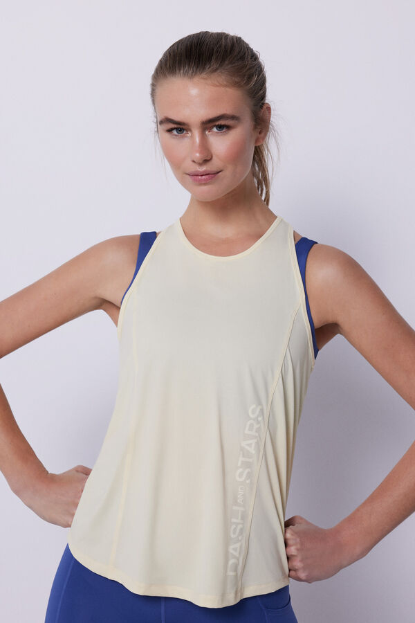 Dash and Stars Camiseta sin mangas halter amarillo estampado