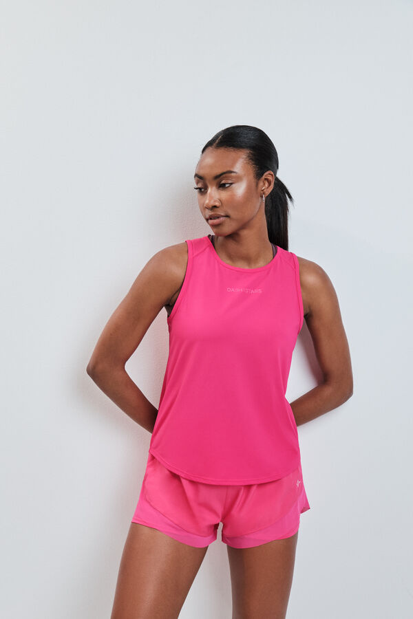 Dash and Stars Playera t&eacute;cnica sin mangas rosa rosa