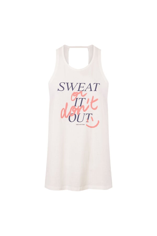 Dash and Stars Playera sin mangas de algod&oacute;n blanco beige