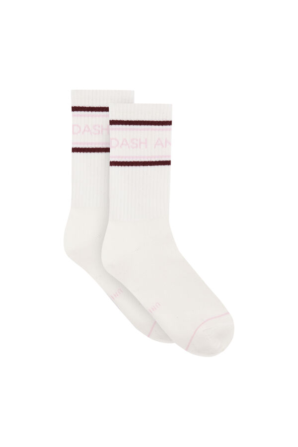 Dash and Stars Paquete de 3 calcetines largos de algod&oacute;n con logo blanco