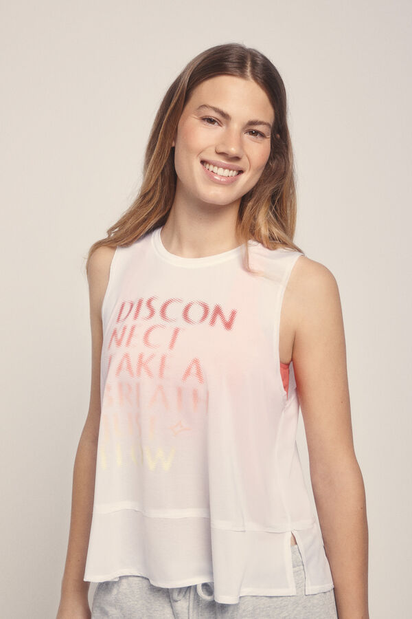 Dash and Stars Camiseta sin mangas halter blanca beige