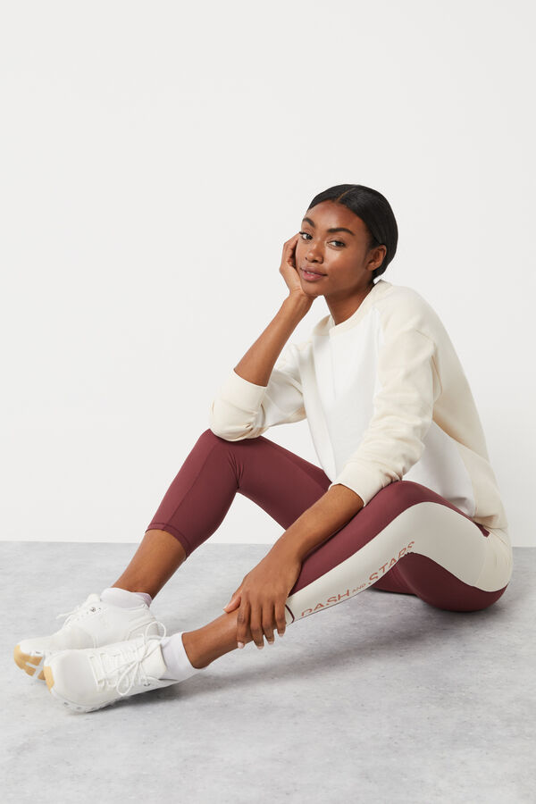 Dash and Stars Leggings crop color block granate 4D Stretch púrpura