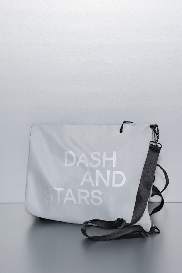 Dash and Stars Mochila multiposición de nailon con efecto metálico negro