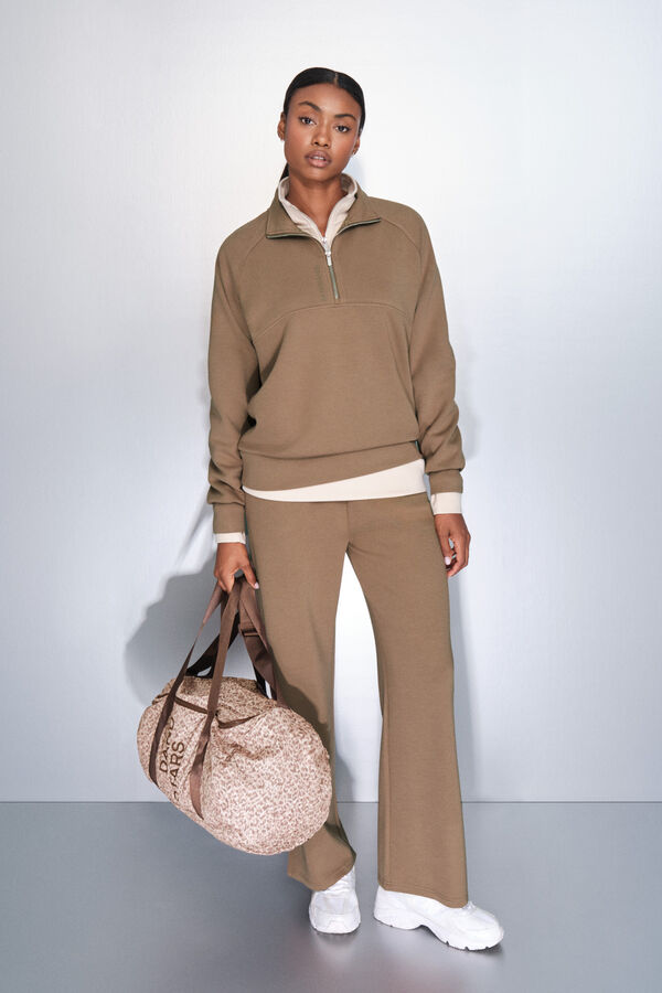 Dash and Stars Sudadera marrón con cierre en el cuello café