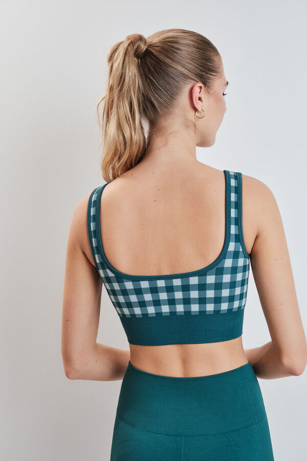 Dash and Stars Brasier deportivo SEAMLESS COMFORT vichy azul verde