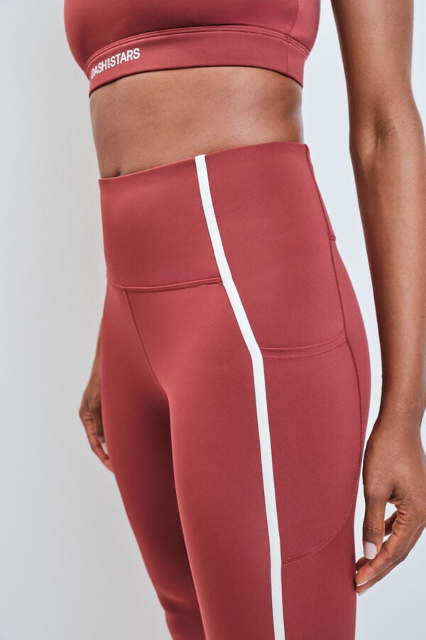 Dash and Stars Leggings largos 4D STRETCH burgundy p&uacute;rpura