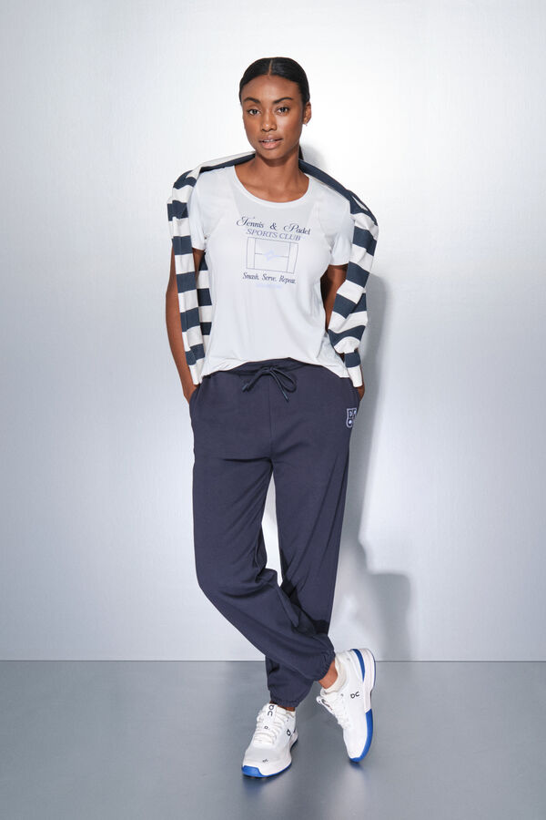 Dash and Stars Pantal&oacute;n jogger largo de algod&oacute;n azul