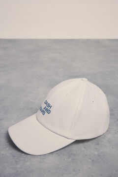 Dash and Stars Gorra blanca algodón logo beige
