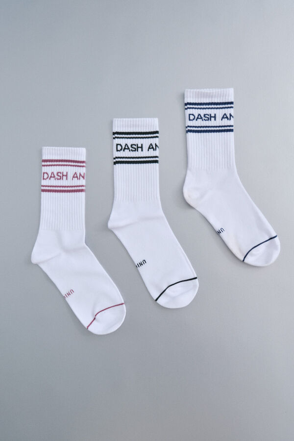 Dash and Stars Calcetines técnicos de algodón negro con logo  blanco