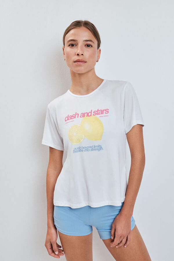 Dash and Stars Playera con abertura en la espalda blanca blanco