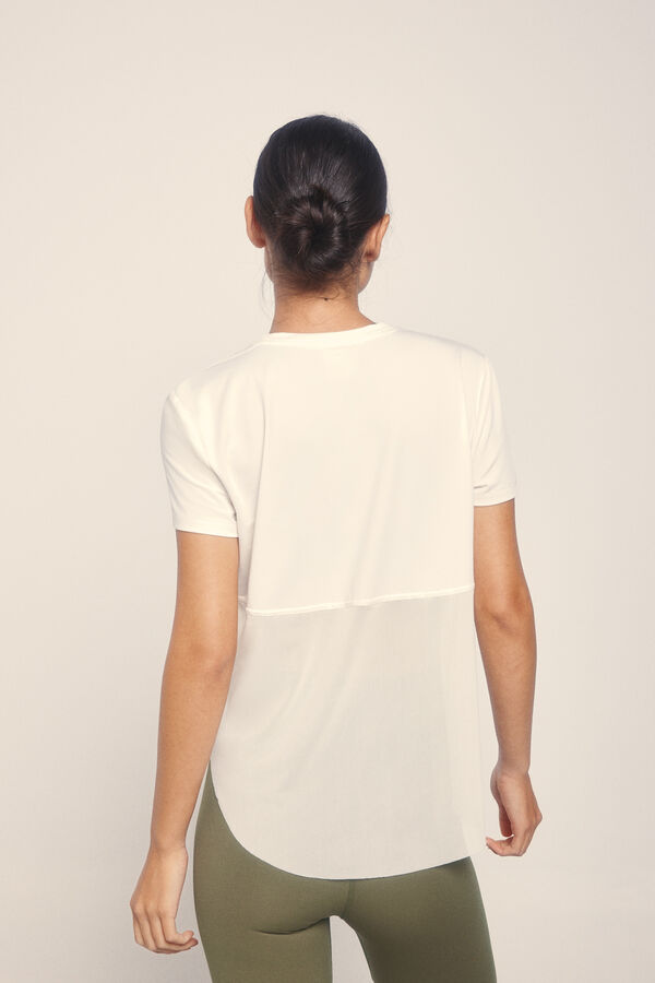 Dash and Stars Camiseta manga corta espalda mesh beige