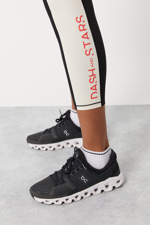 Dash and Stars Leggings crop color block 4D Stretch negro