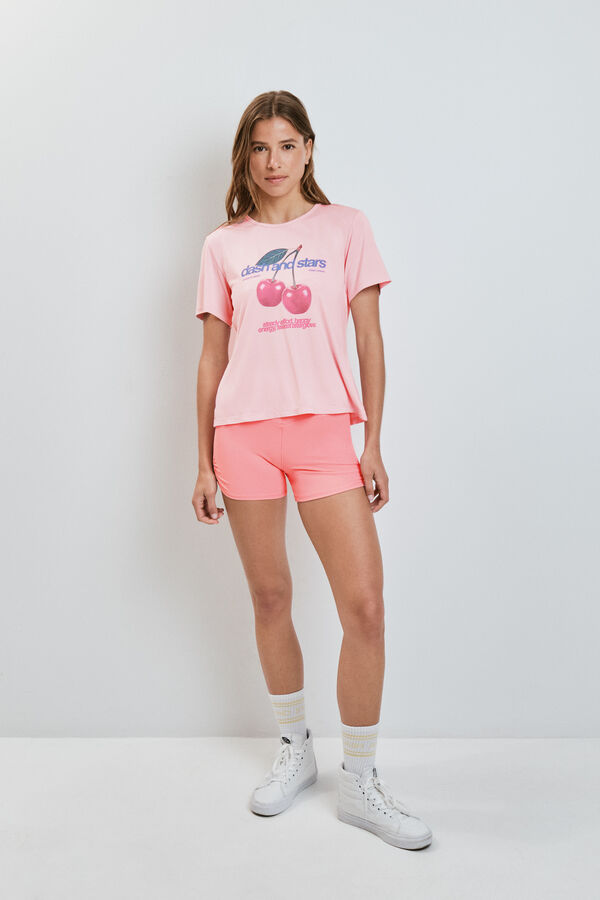 Dash and Stars Playera con abertura en la espalda rosa rosa