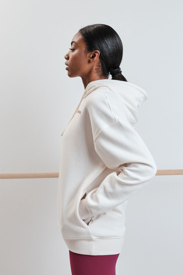 Dash and Stars Sudadera de felpa de algod&oacute;n blanco beige