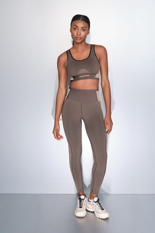 Dash and Stars Pantal&oacute;n legging largos marrones SIN COSTURAS COMFORT marr&oacute;n