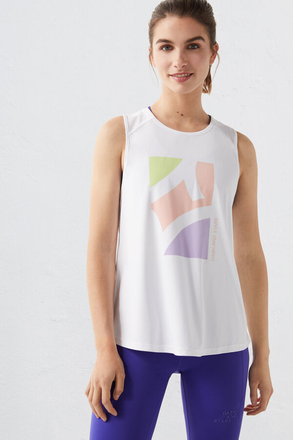 Dash and Stars Playera tirantes retro tejido técnico beige