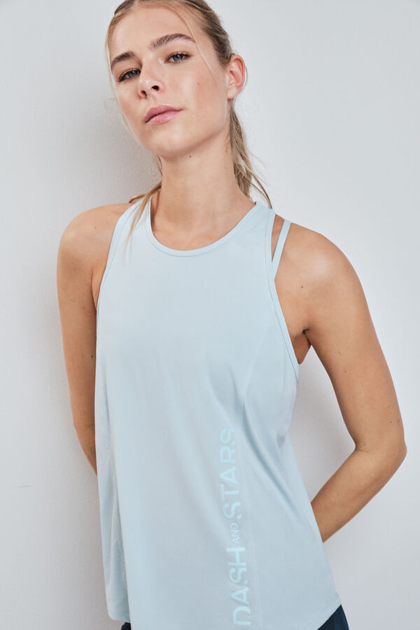 Dash and Stars Playera perforada de microfibra azul azul