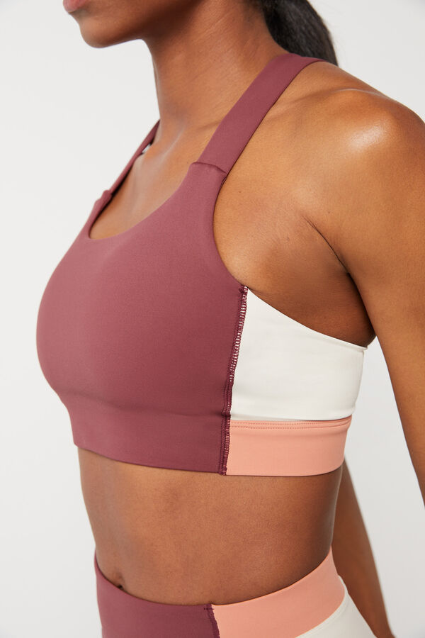 Dash and Stars Sujetador deportivo color block granate 4D Stretch púrpura