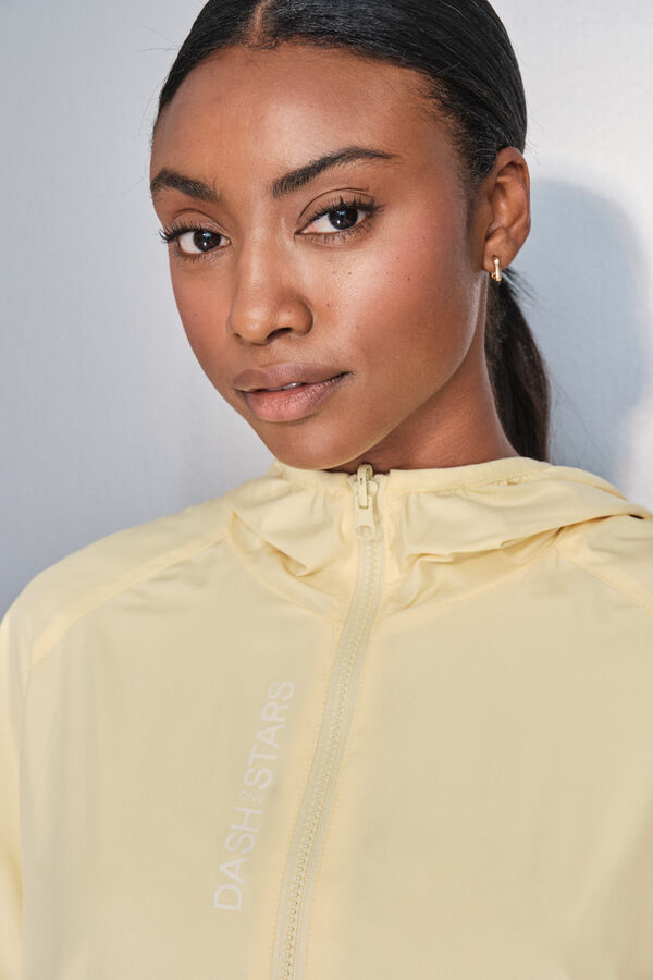 Dash and Stars Chamarra ligera reversible con capucha amarilla estampado