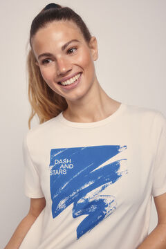 Dash and Stars Camiseta algodón pincelada azul azul